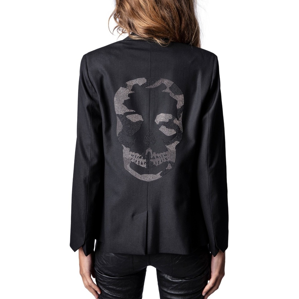 NWT‎ Zadig & Voltaire Vedy Skull Strass Blazer Jacket Noir Black Size 36 S $578
